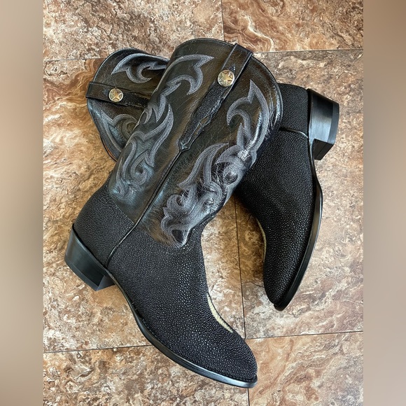 RARE! Stingray and goat leather boots by Rudy Lara size 11 EE. Handmade. NEW! - Picture 1 of 16